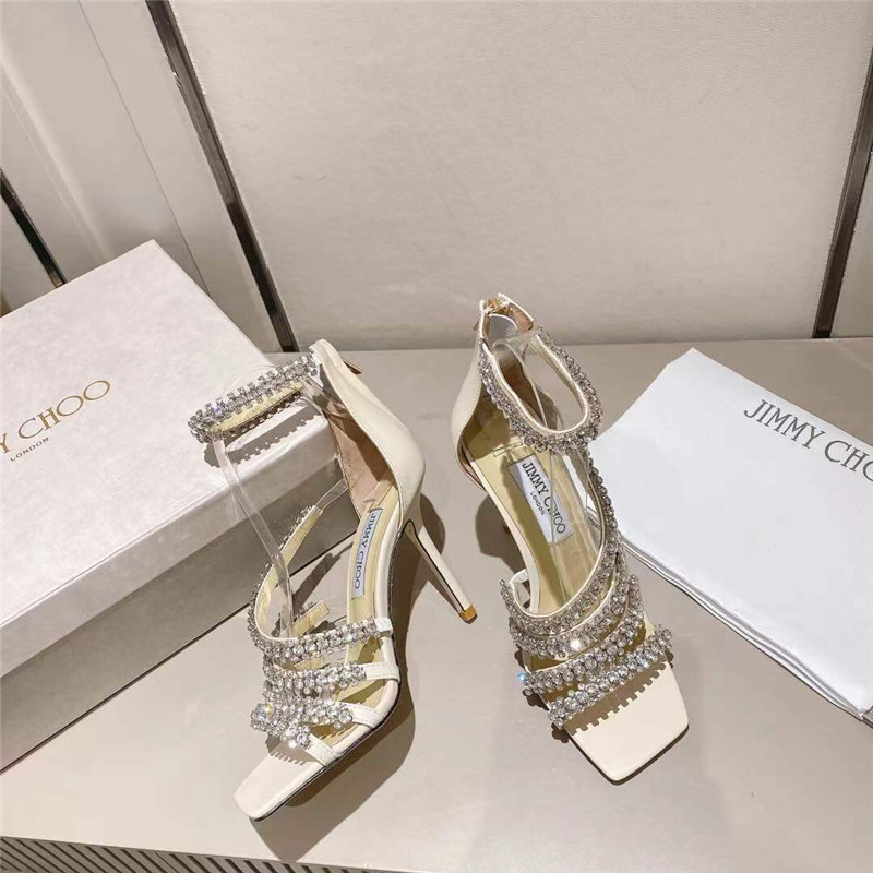 J1m*y Ch00 josefine 100 latte nappa sandals with crystal