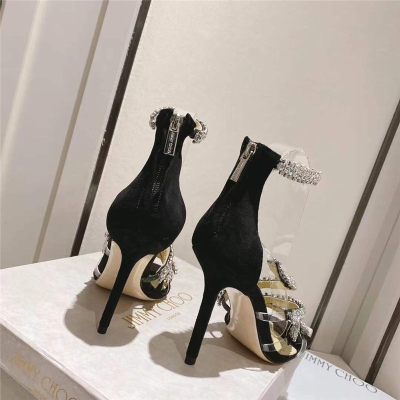 J1m*y Ch00 josefine 100 black suede sandals with crystal