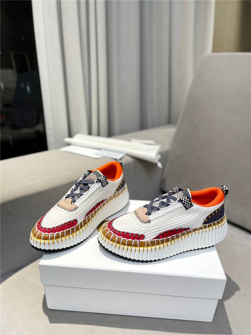 Chloé Lace-Up Rainbow Sneakers Orange