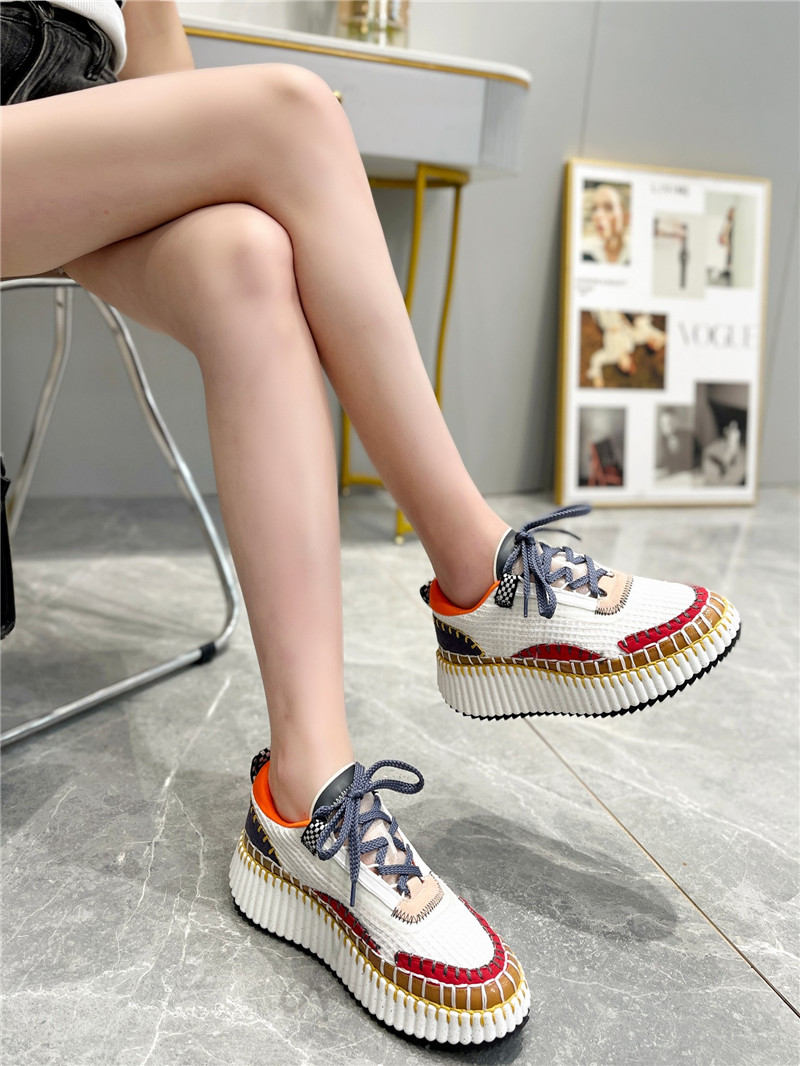 Chloé Lace-Up Rainbow Sneakers Orange