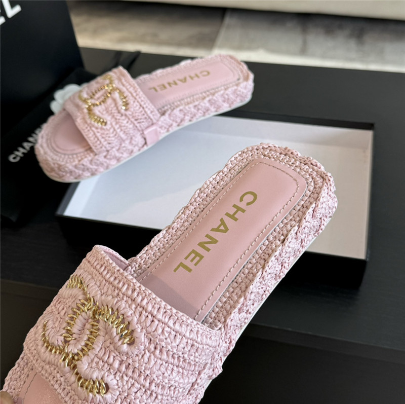 Ch**el crochet slide sandals in pink