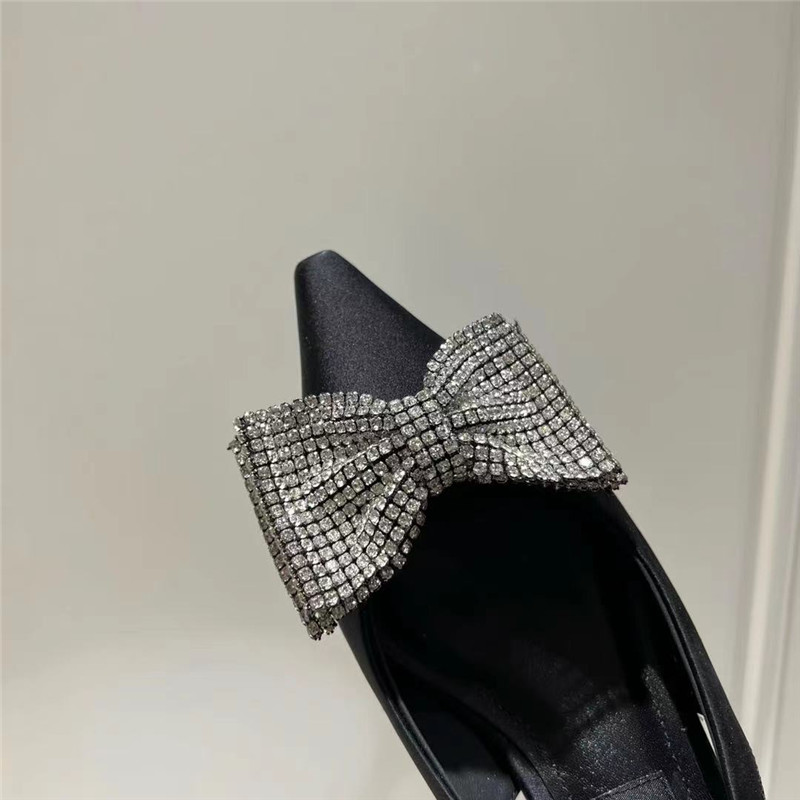 Dolce & Gabbana Satin Slingbacks with Rhinestones in Black