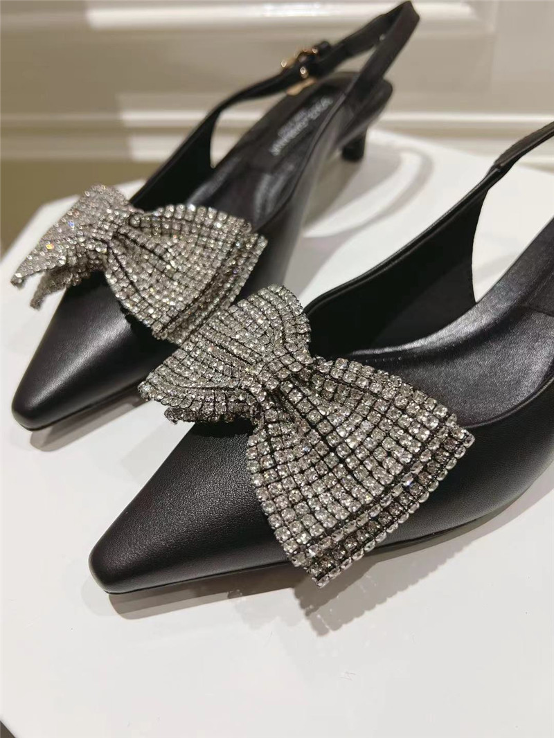 Dolce & Gabbana Black Calfskin Slingbacks with Rhinestones