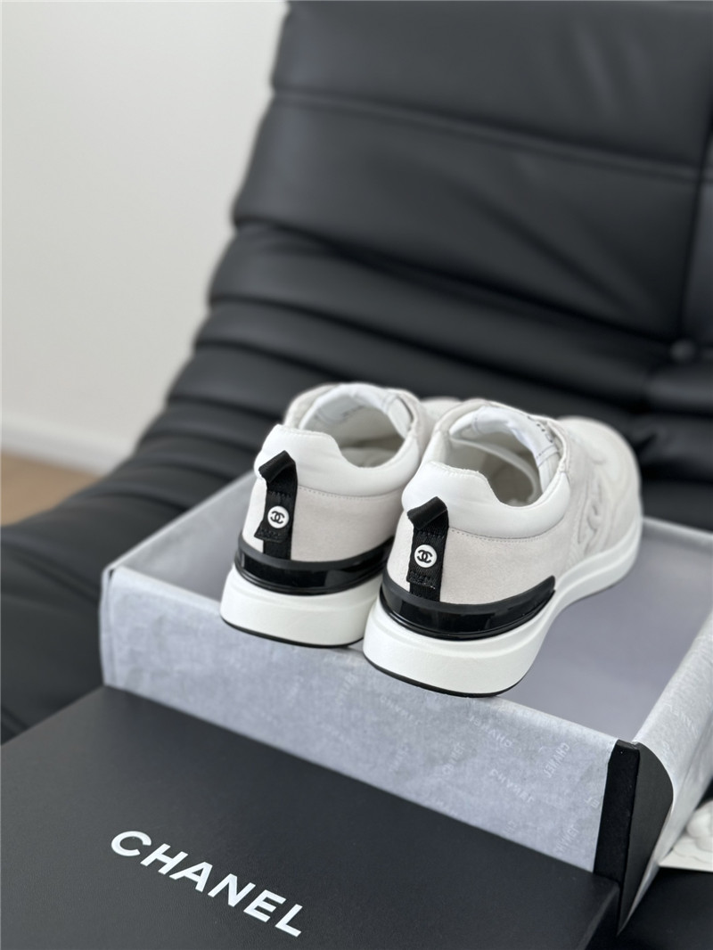 Ch**el suede lace-up sneakers in gray