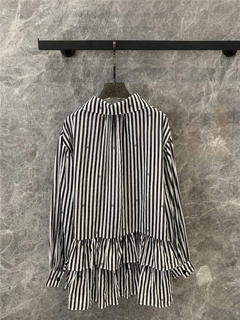 Ch**el lapel ruffle cake stripe dress replicas clothes