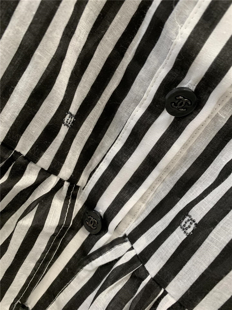 Ch**el lapel ruffle cake stripe dress replicas clothes