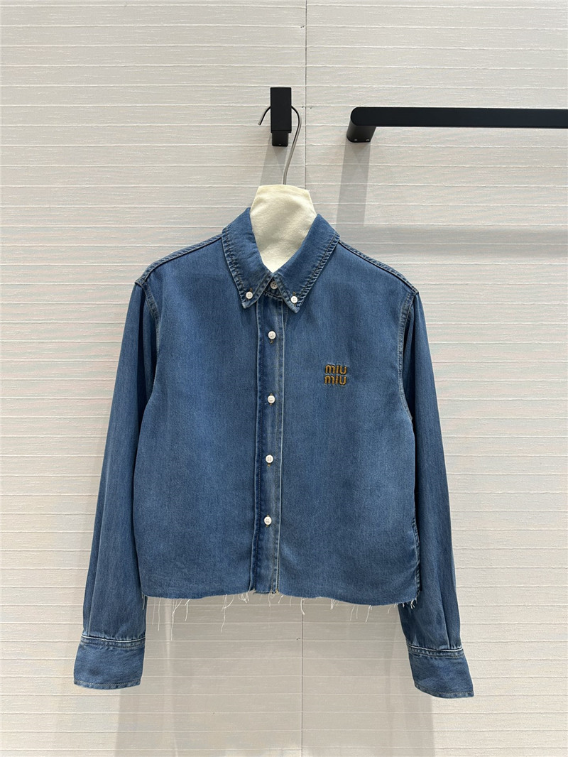 M1um1u retro original blue soft denim short shirt replica clothes