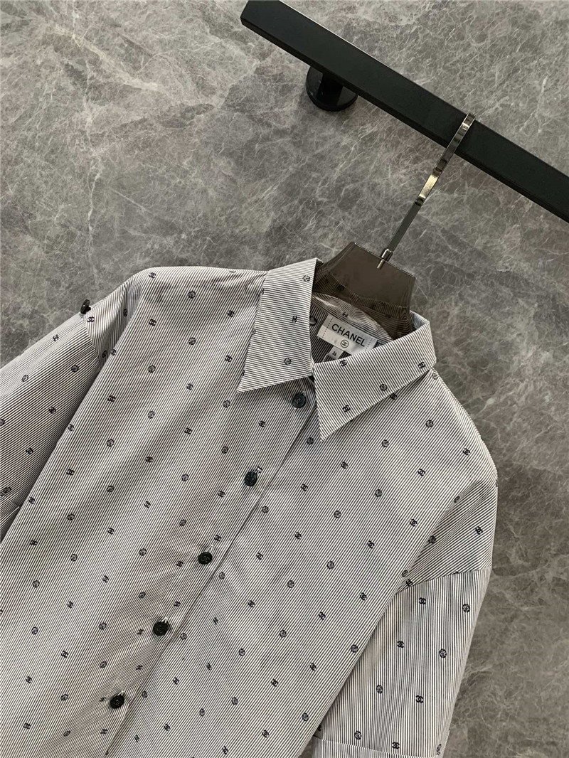 Ch**el striped casual short-sleeved shirt replica clothes