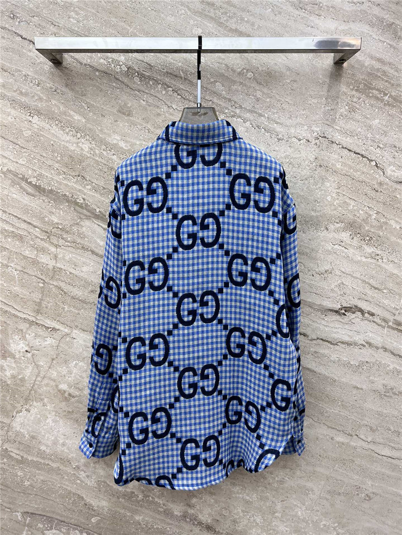 Gvc*1 haze blue fine check long-sleeved shirt replicas clothes
