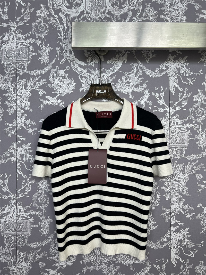 Gvc*1 knitted striped short sleeves replica designer clothes