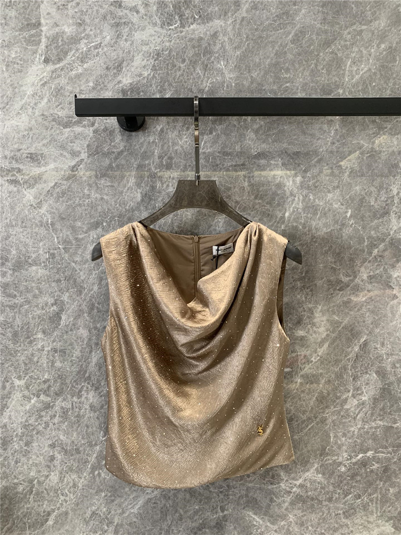 Y51 rhinestone gold sleeveless top replica clothing sites