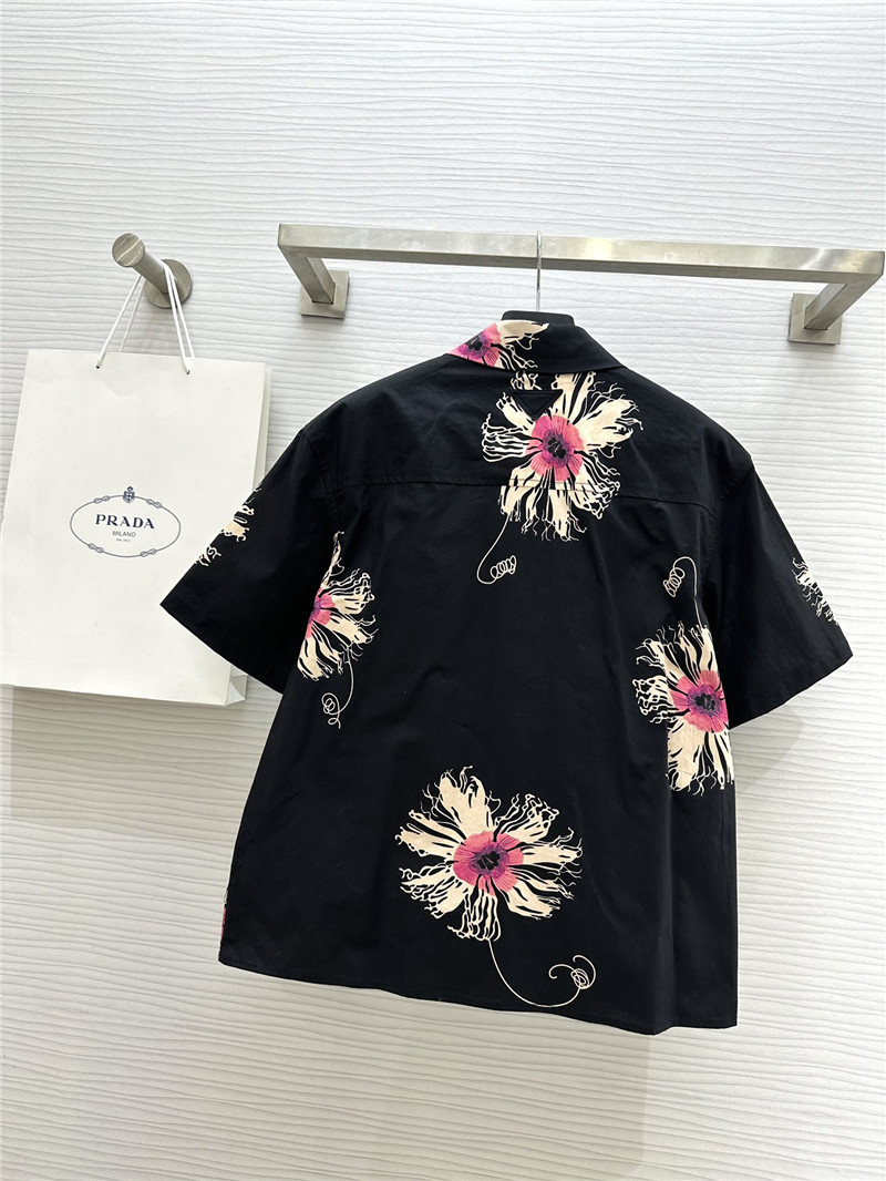 Pra*a printed short-sleeved shirt replicas clothes