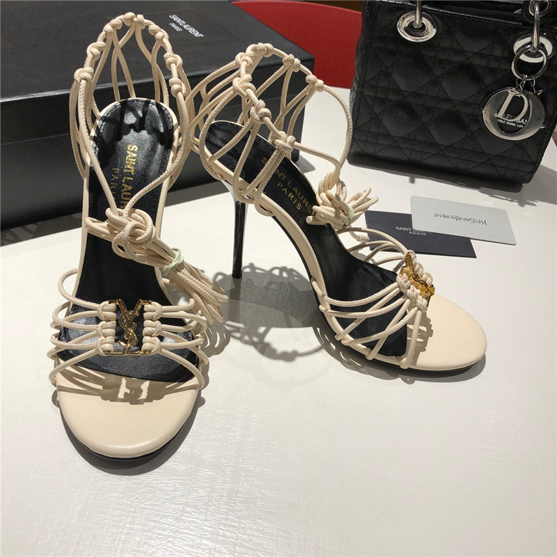 Sa1nt Lau*nt babylone smooth leather sandals in beige