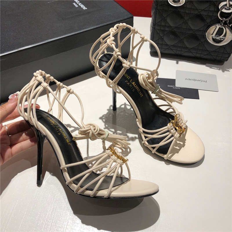 Sa1nt Lau*nt babylone smooth leather sandals in beige