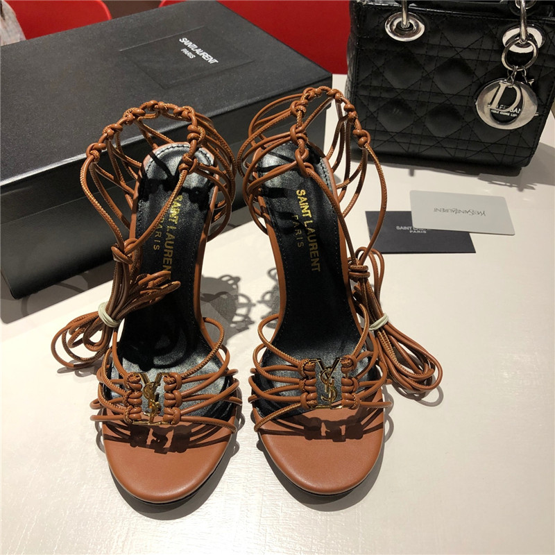 Sa1nt Lau*nt babylone sandals in cigare smooth leather