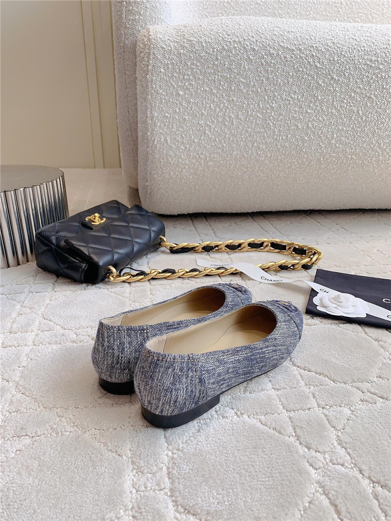 Ch**el washed denim ballet flats in navy