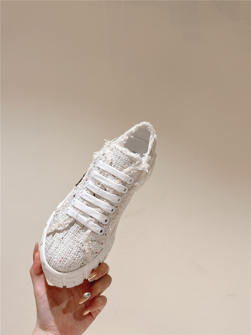Pra*a double wheel tweed trainers in white