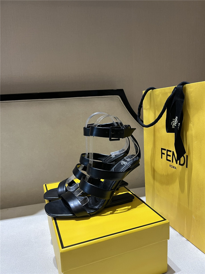 F**di first black strappy leather high-heeled sandals