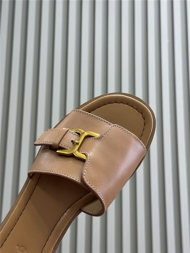 Chloé Marcie Beige Calfskin Slides