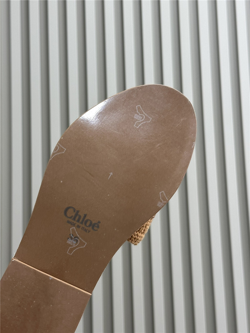 Chloé Crochet Buckle Slides in Beige