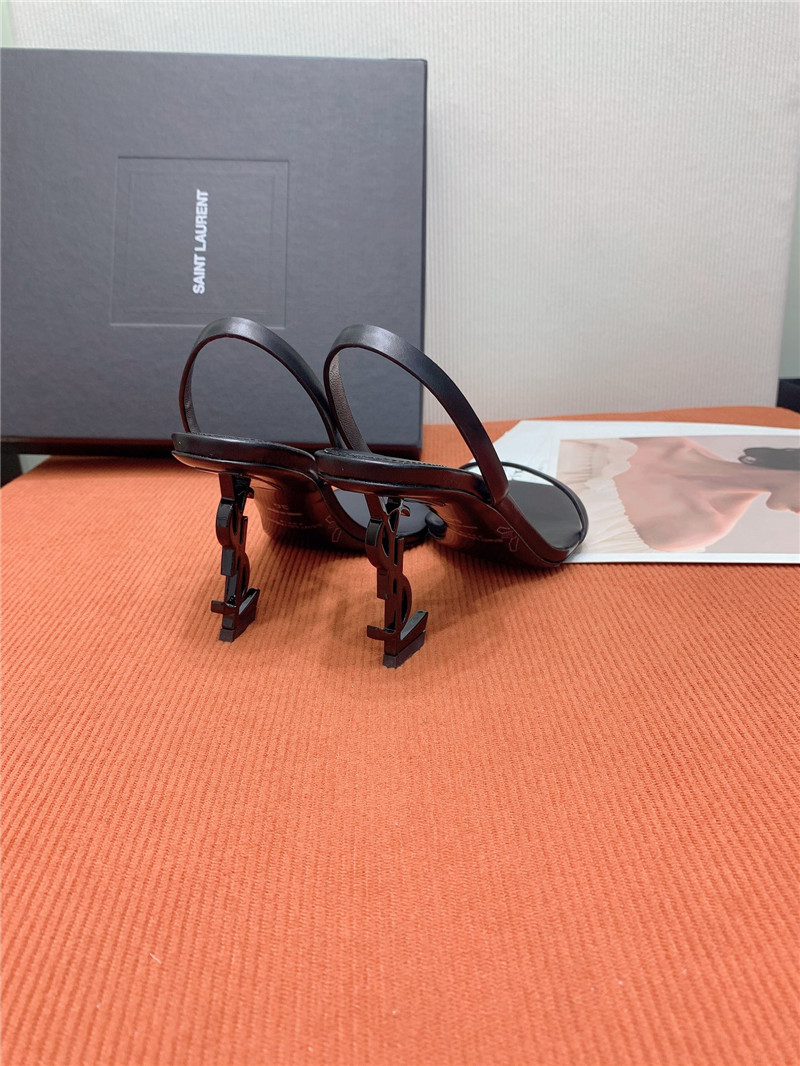 Sa1nt Lau*nt opyum slingback in black glazed leather
