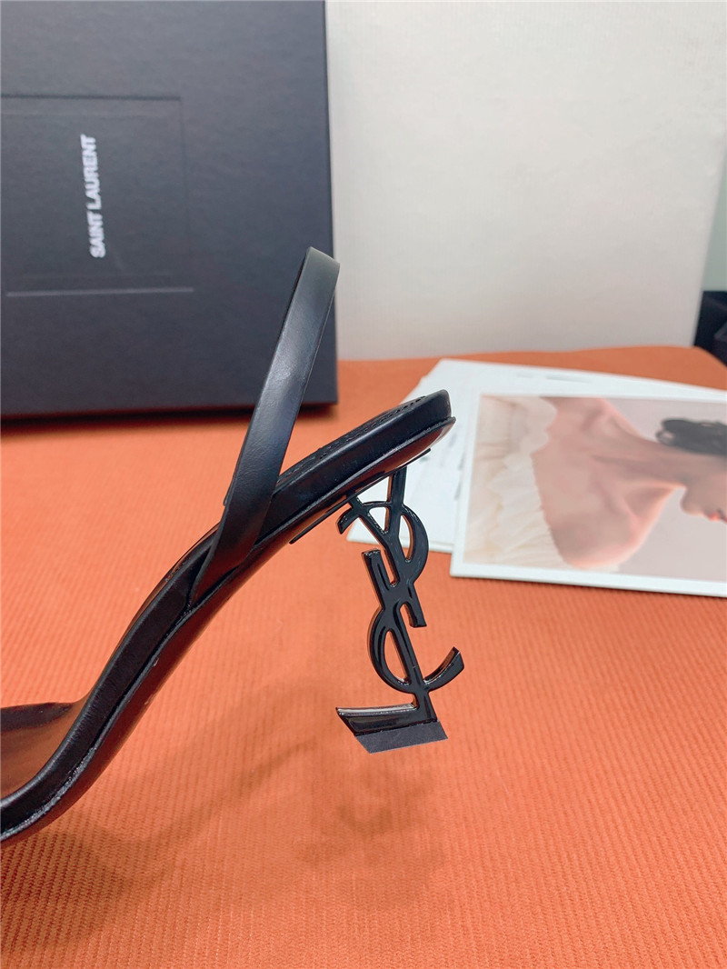 Sa1nt Lau*nt opyum slingback in black glazed leather