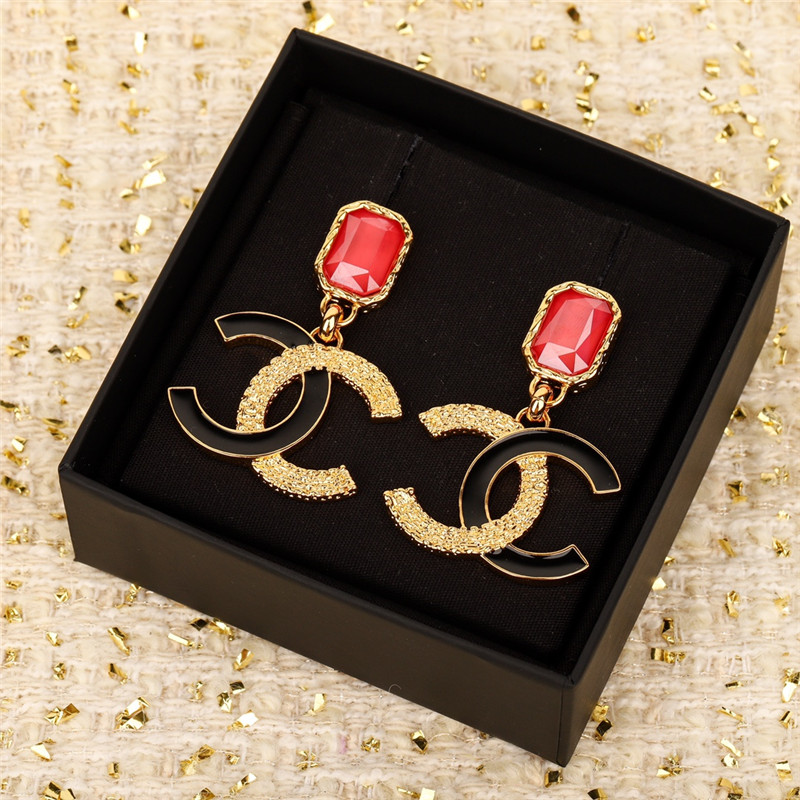 Ch**el enamel and gold relief earrings