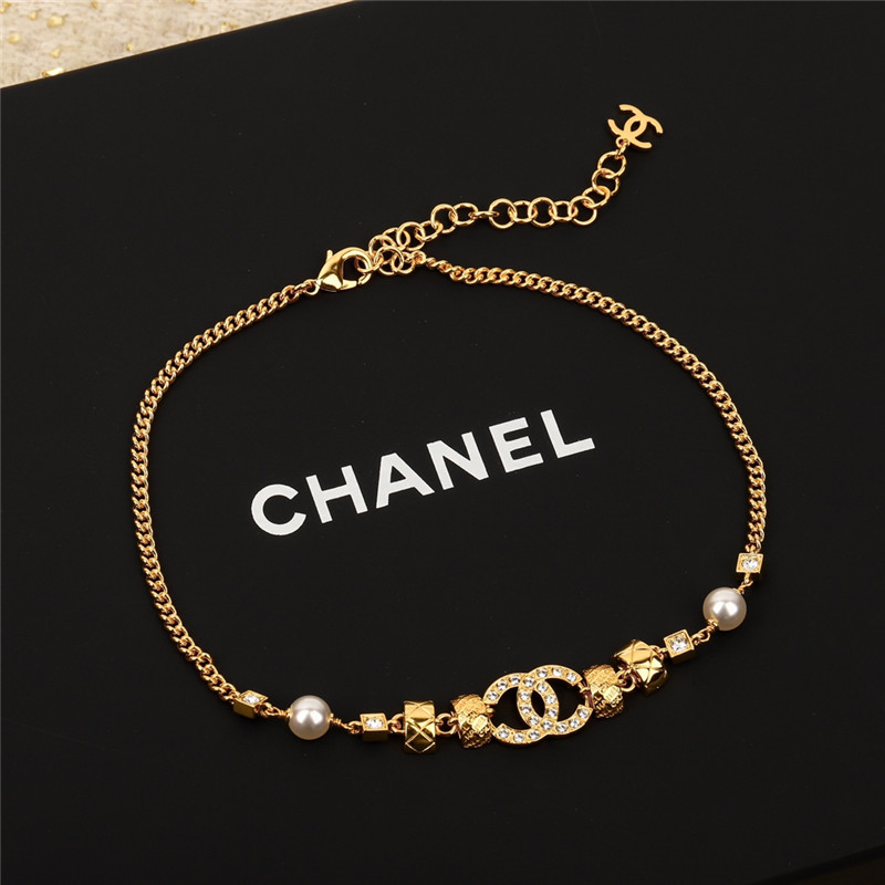 ch**el D1am0nd pearl choker necklace