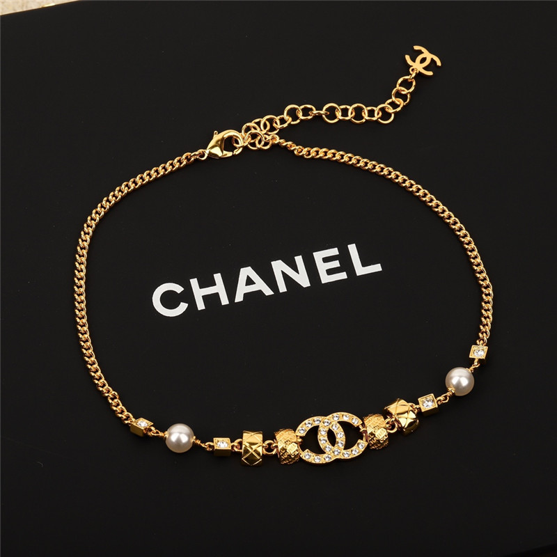 ch**el D1am0nd pearl choker necklace