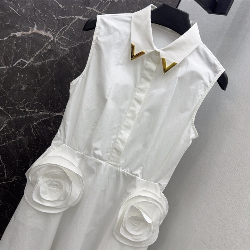 Va1e*ntin0 3d flower decoration lapel dress replica clothes