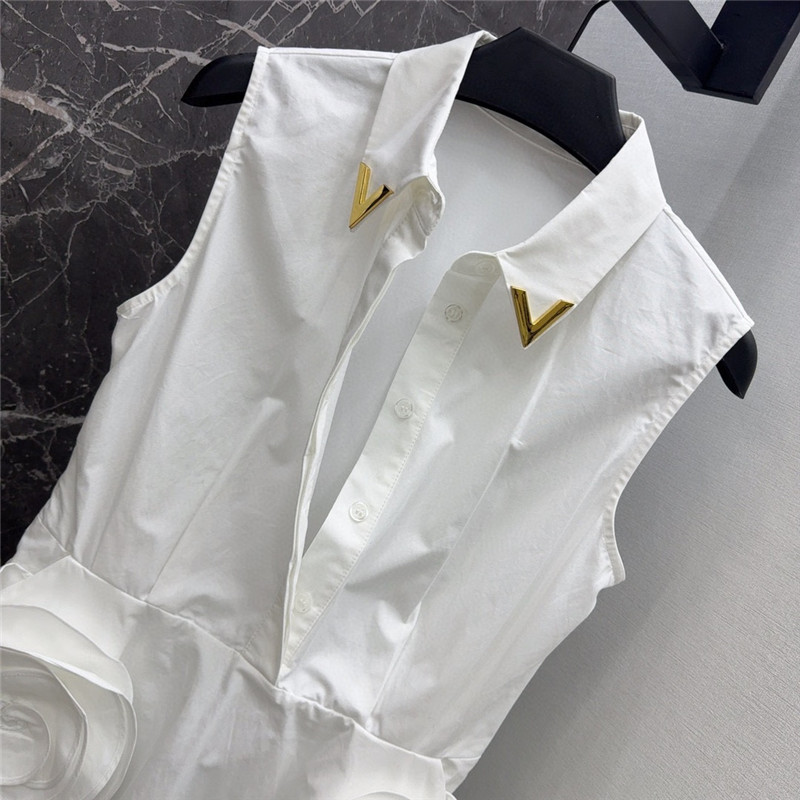 Va1e*ntin0 3d flower decoration lapel dress replica clothes