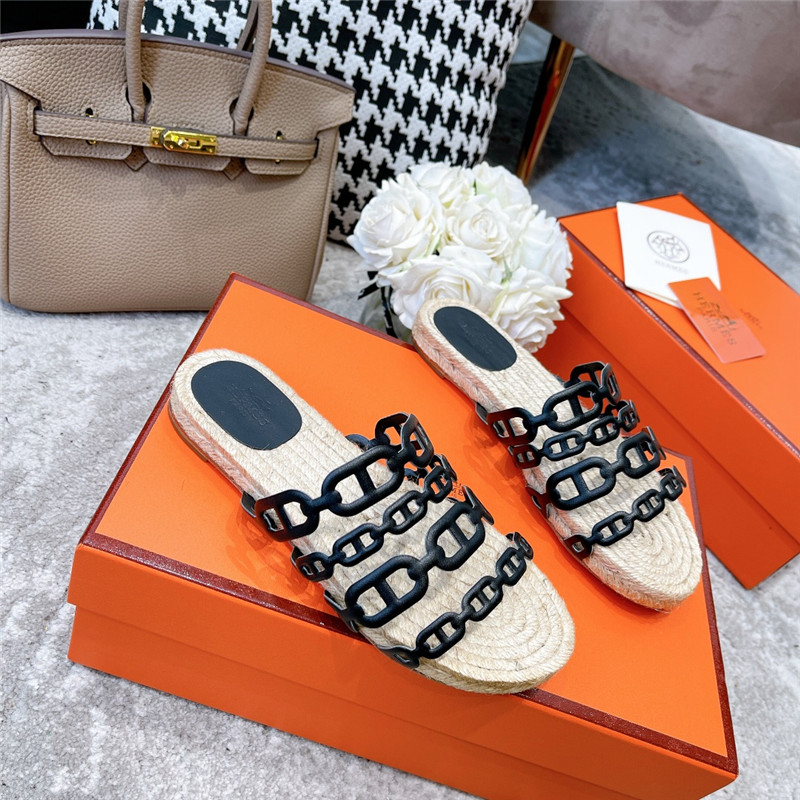 H**me5 ancone espadrille in black and netrual