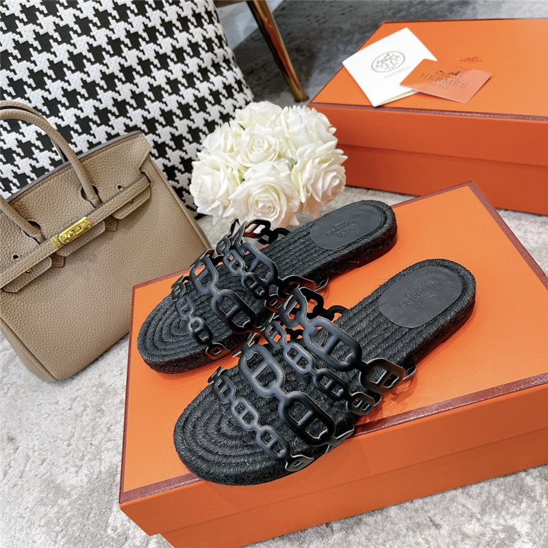 H**me5 ancone espadrille in black nappa leather