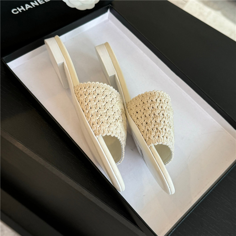 Ch**el white crochet mule sandals