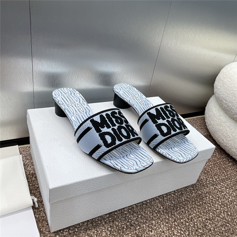 D10r dway heeled slide in pale blue miss D10r allover motif