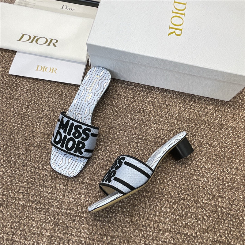 D10r dway heeled slide in pale blue miss D10r allover motif