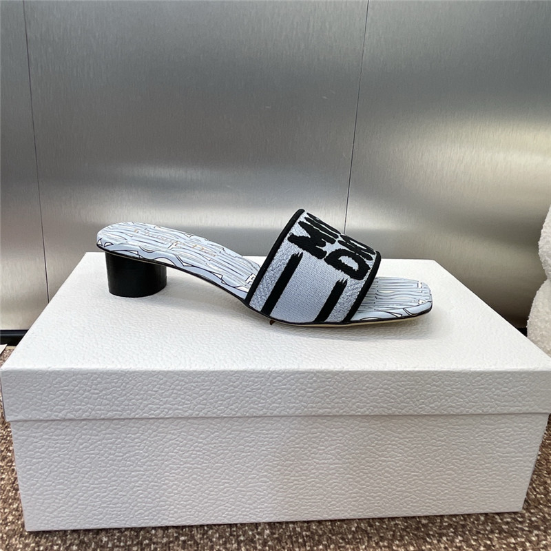 D10r dway heeled slide in pale blue miss D10r allover motif
