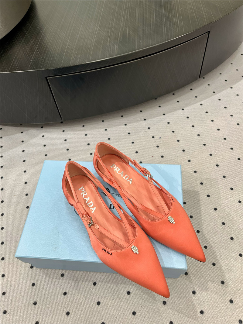 Pra*a satin cut-out ballerinas in orange
