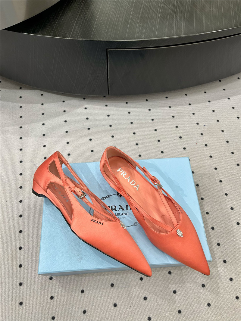 Pra*a satin cut-out ballerinas in orange