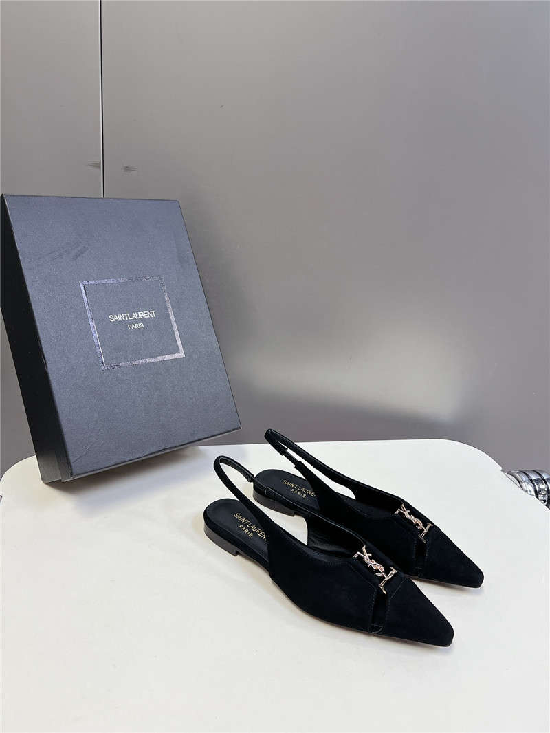 Sa1nt Lau*nt babylone slingback flats in black satin