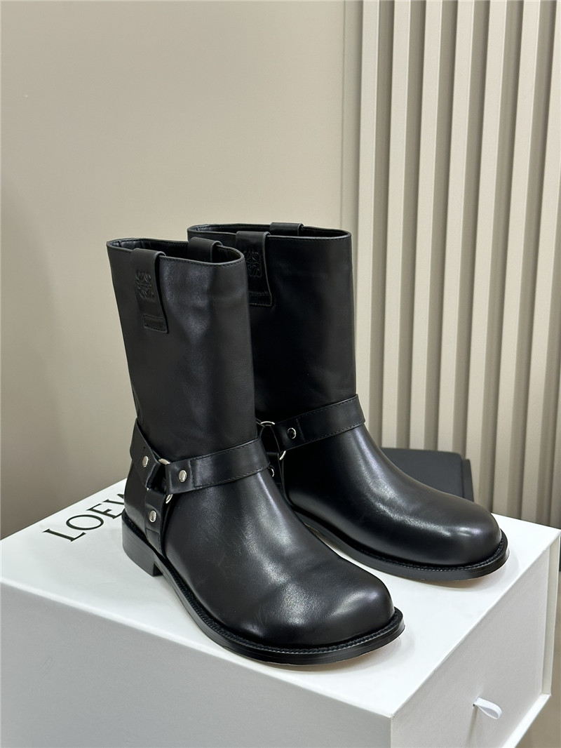 L0ew* campo biker boots in black calfskin