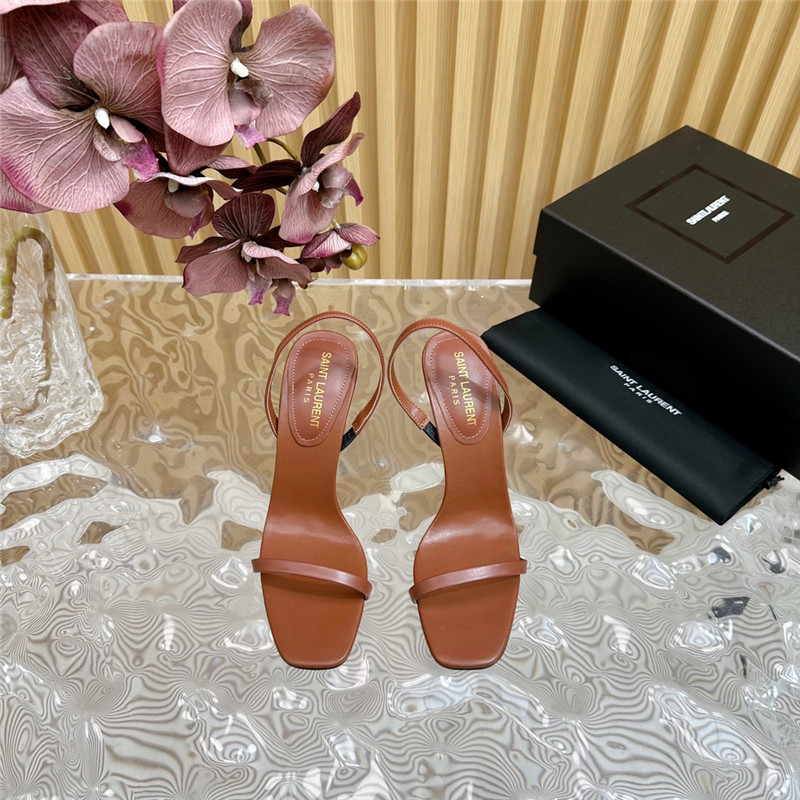 Sa1nt Lau*nt opyum slingback sandals caramel glazed leather