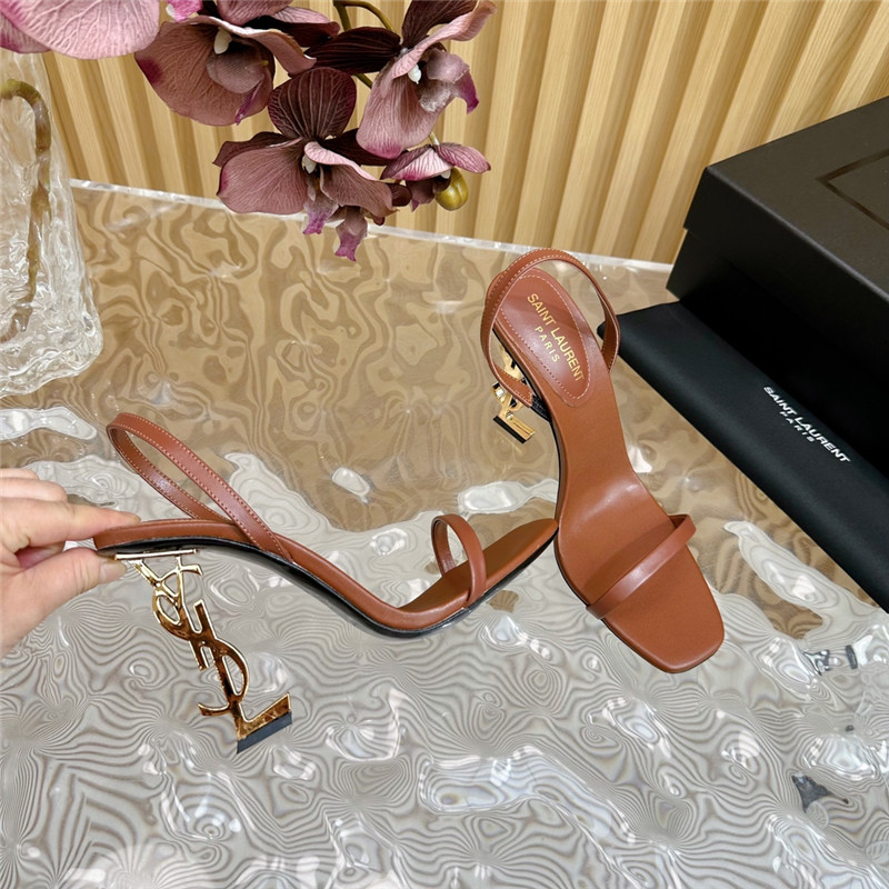Sa1nt Lau*nt opyum slingback sandals caramel glazed leather