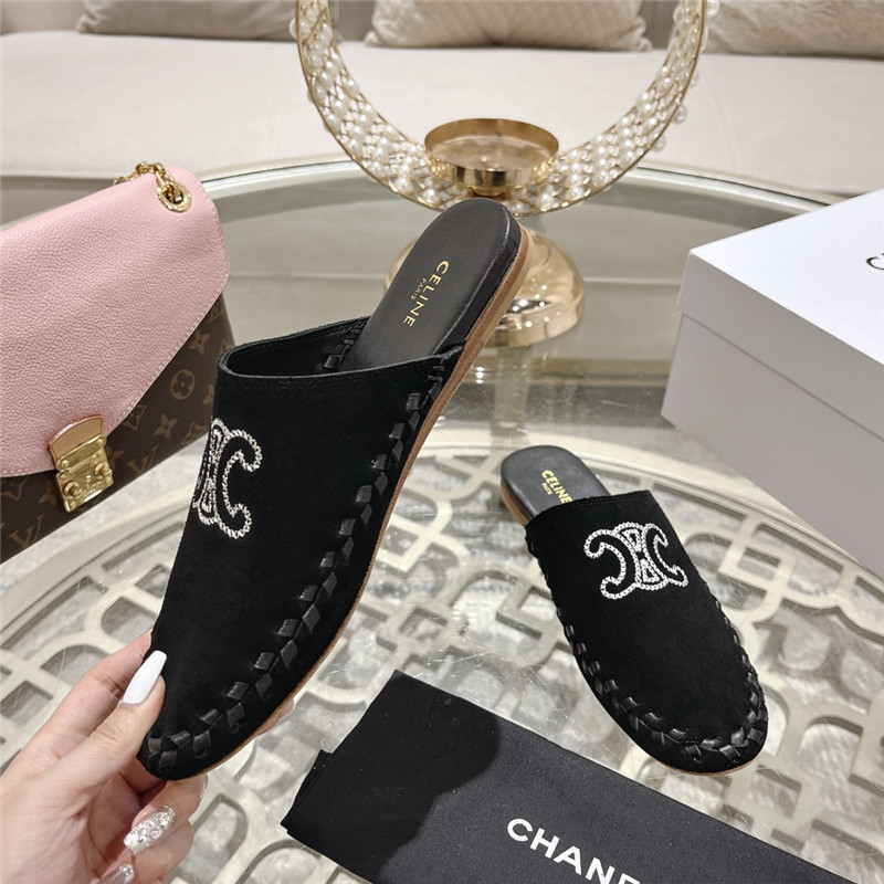 Ce1i*e marlou triomphe mule black suede calfskin