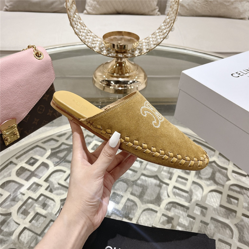Ce1i*e marlou triomphe mule beige suede calfskin