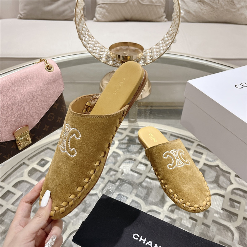 Ce1i*e marlou triomphe mule beige suede calfskin