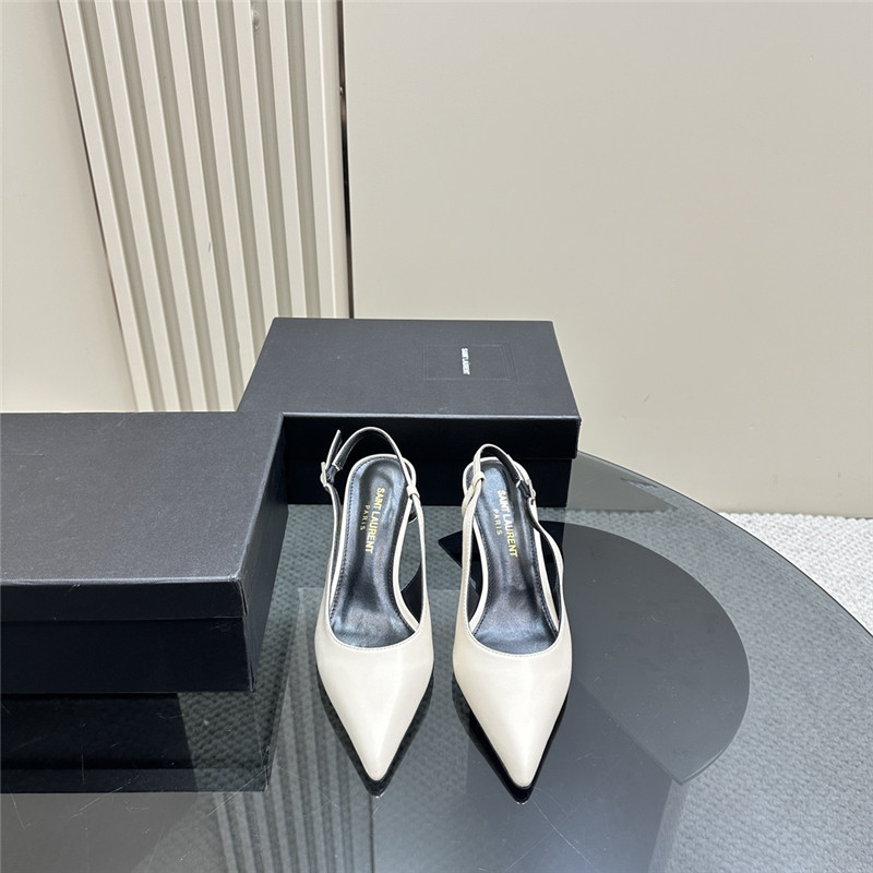 Sa1nt Lau*nt vendome slingback pumps in ivory calfskin