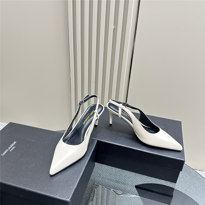 Sa1nt Lau*nt vendome slingback pumps in ivory calfskin