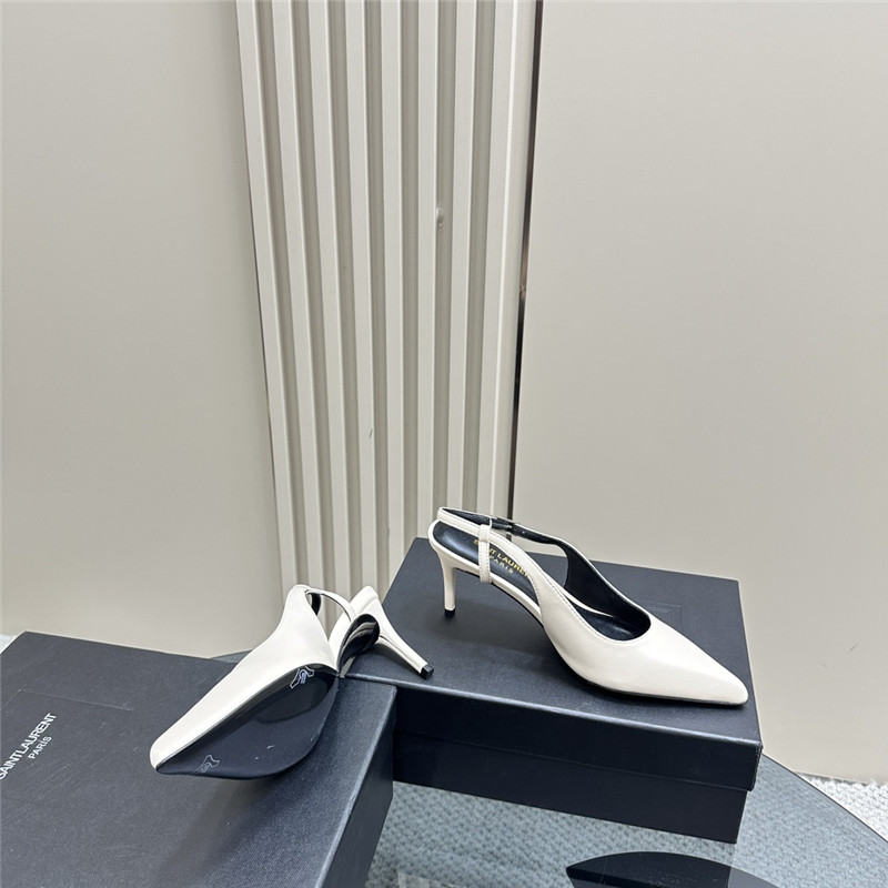 Sa1nt Lau*nt vendome slingback pumps in ivory calfskin