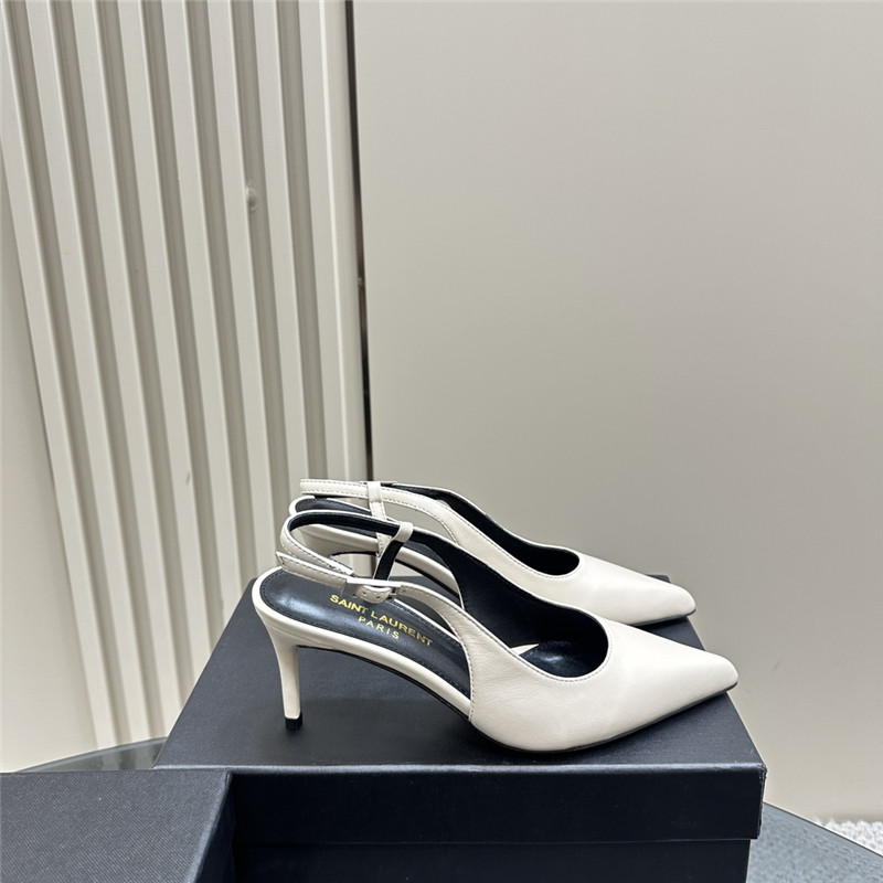 Sa1nt Lau*nt vendome slingback pumps in ivory calfskin